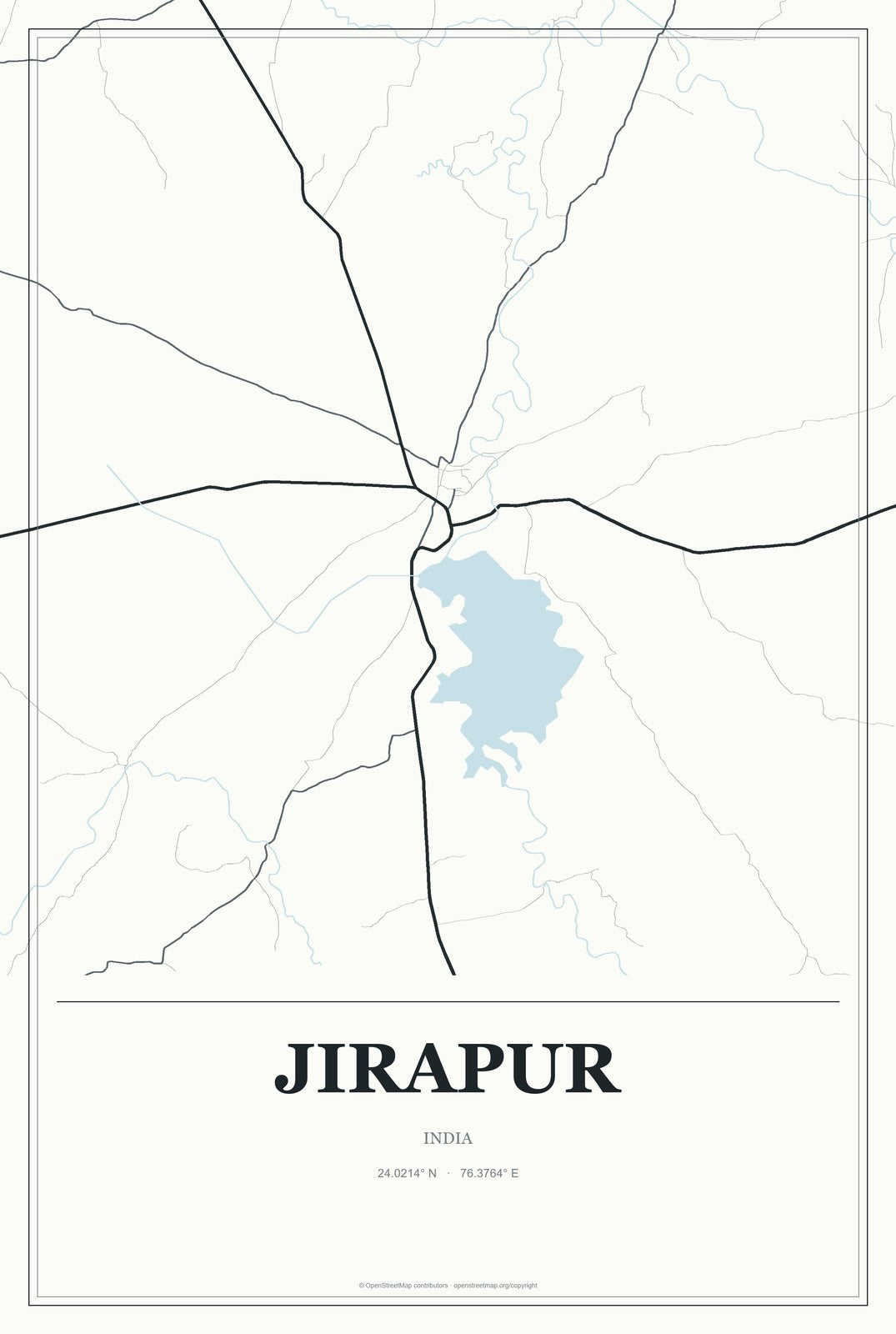 Jirapur, India City Map Aluminum Sign in Gallery Air style