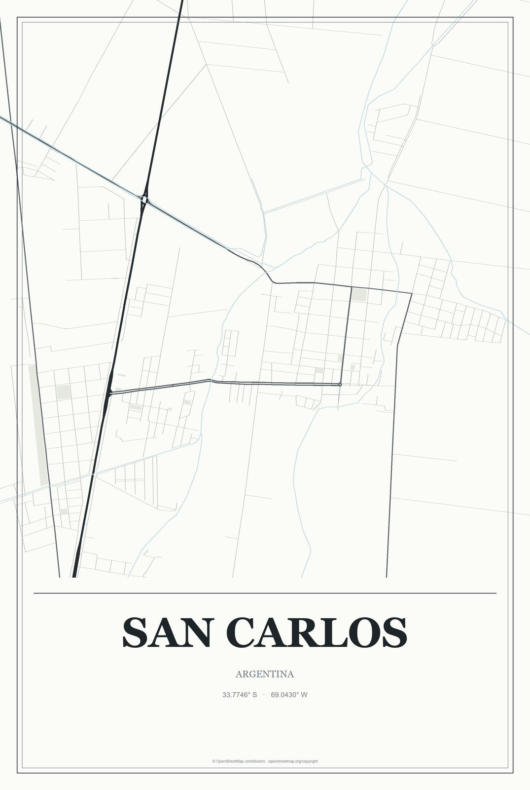 San Carlos, Argentina City Map Aluminum Sign in Gallery Air style