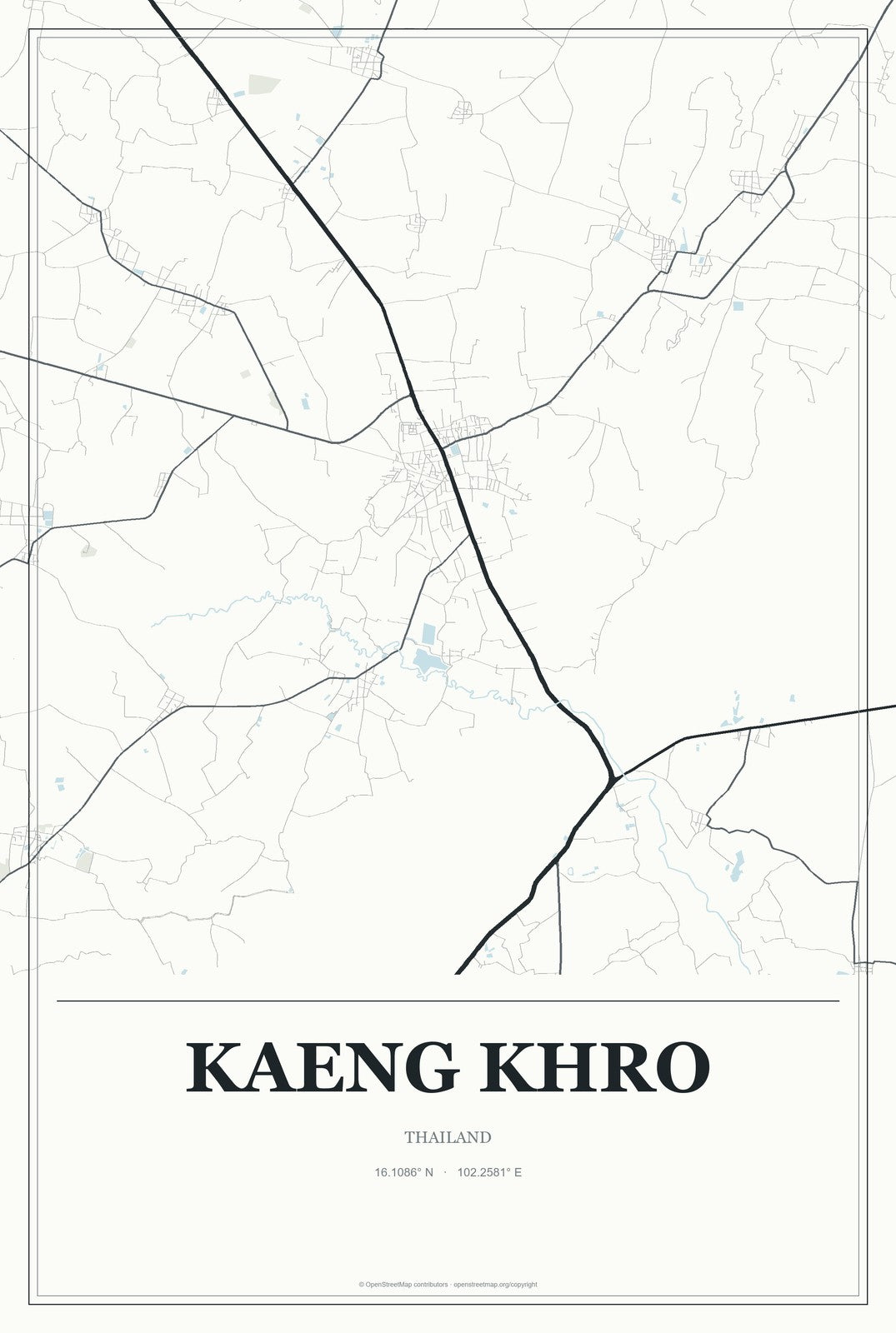 Kaeng Khro, Thailand City Map Aluminum Sign in Gallery Air style