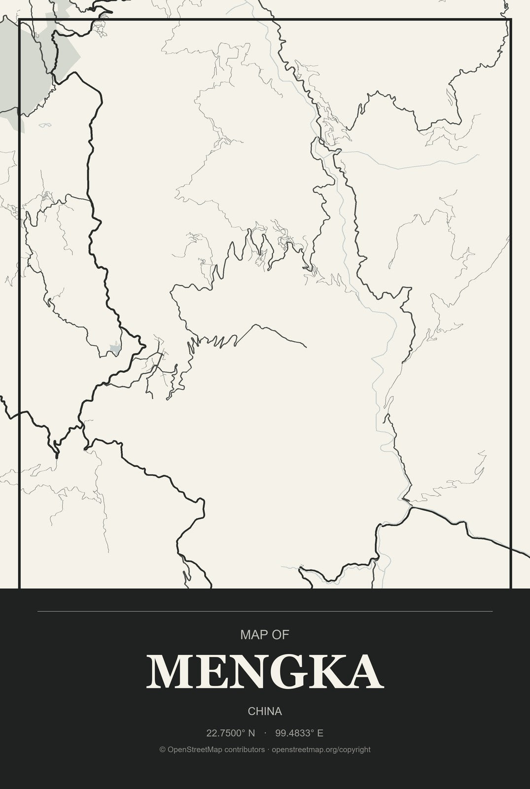 Mengka, China City Map Aluminum Sign in Museum Plaque style