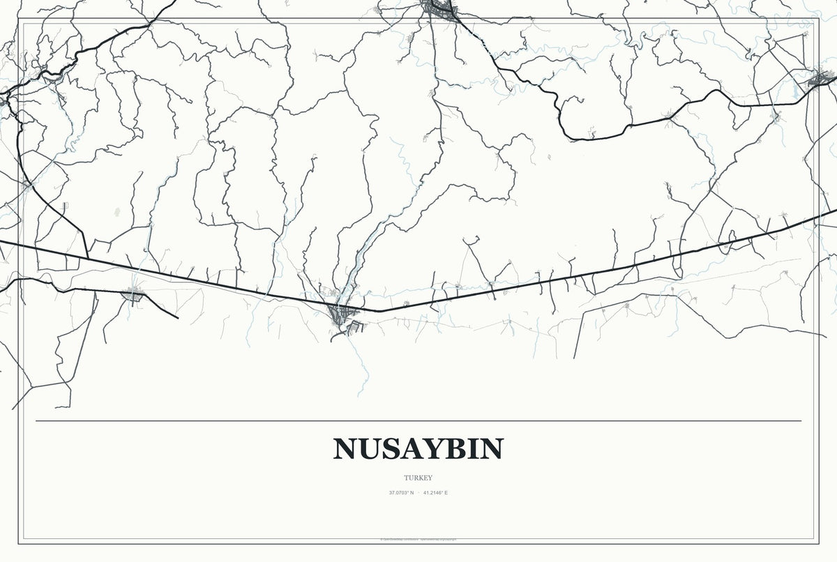 Nusaybin, Turkey City Map Aluminum Sign in Gallery Air style