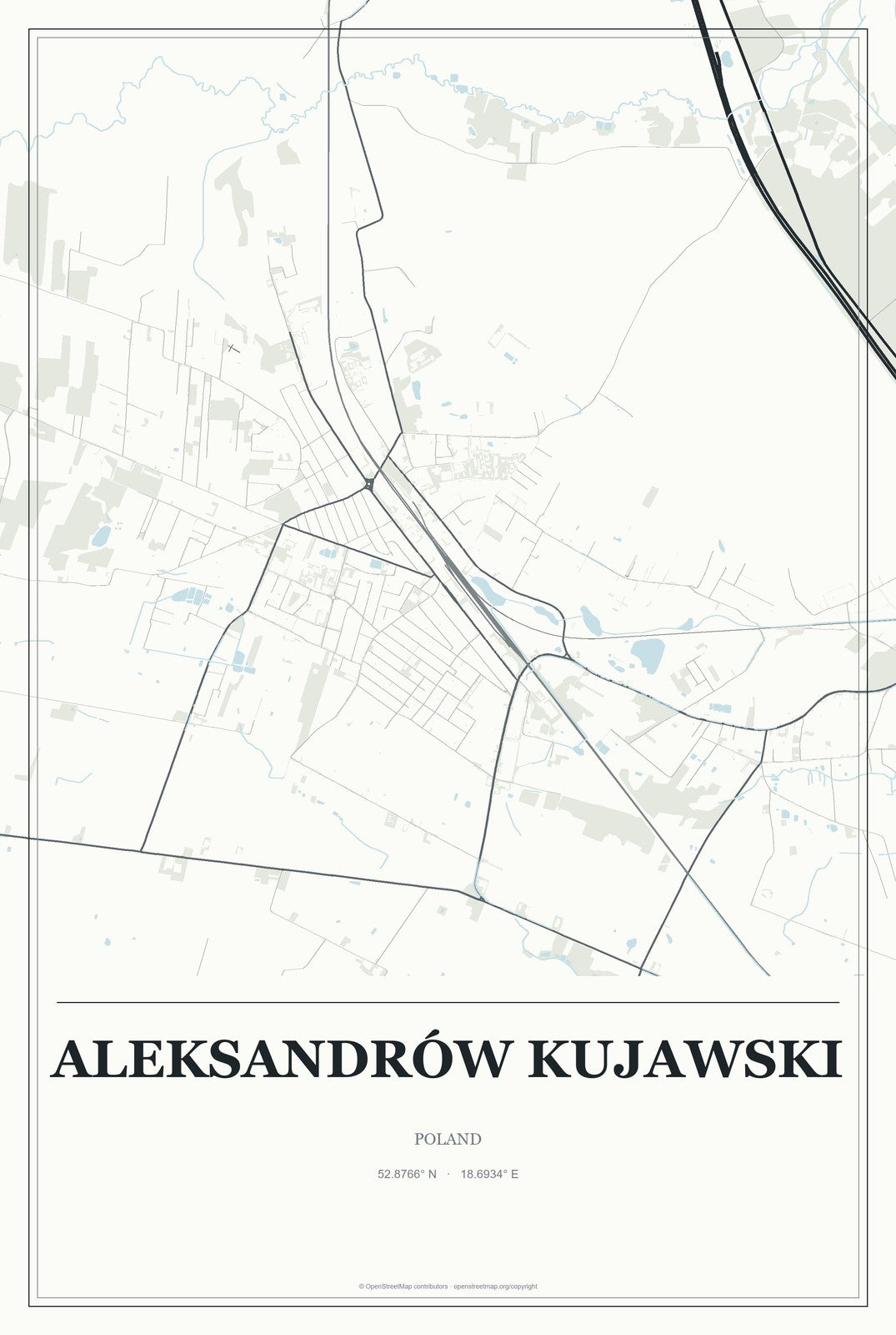 Aleksandrów Kujawski, Poland City Map Aluminum Sign in Gallery Air style