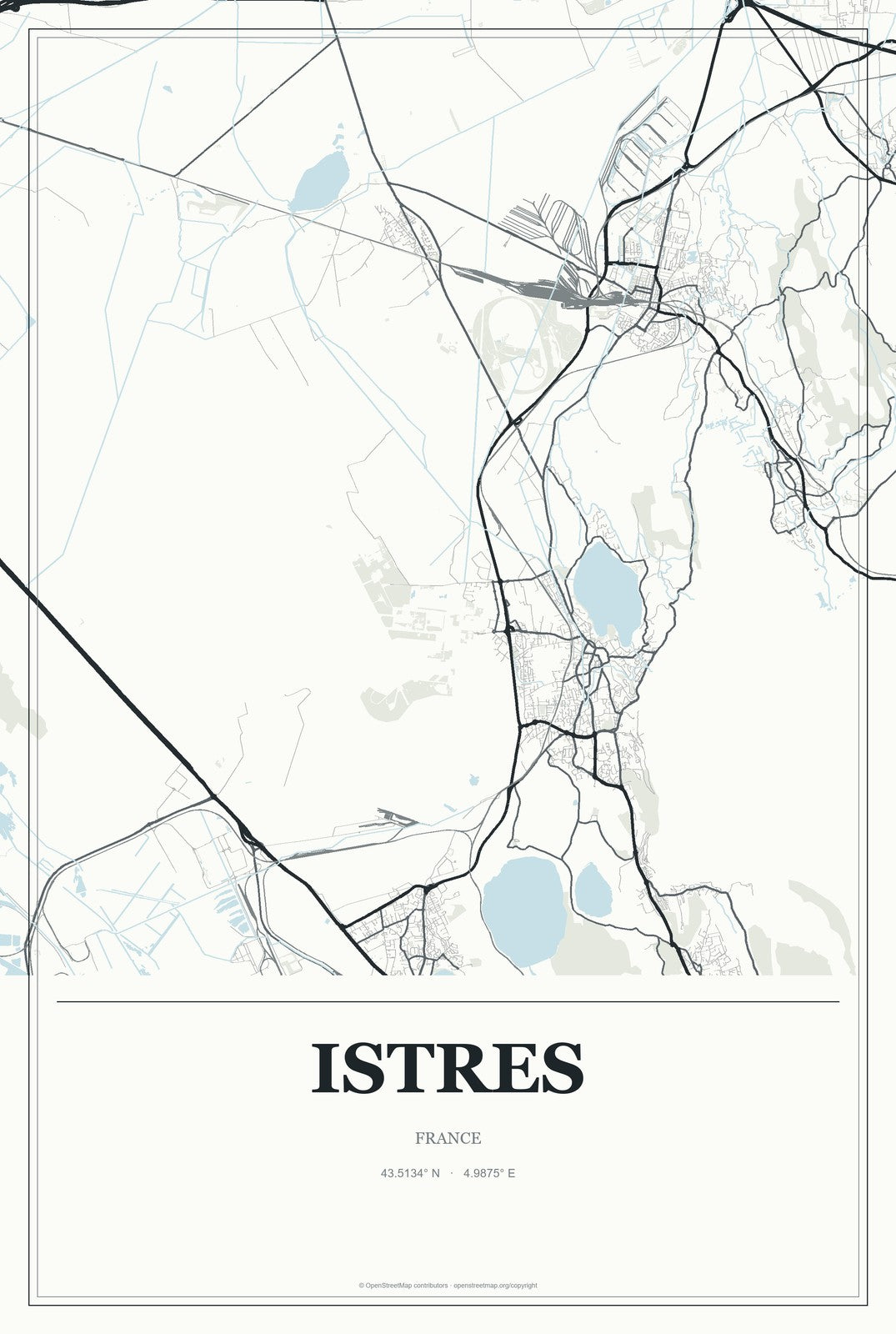 Istres, France City Map Aluminum Sign in Gallery Air style