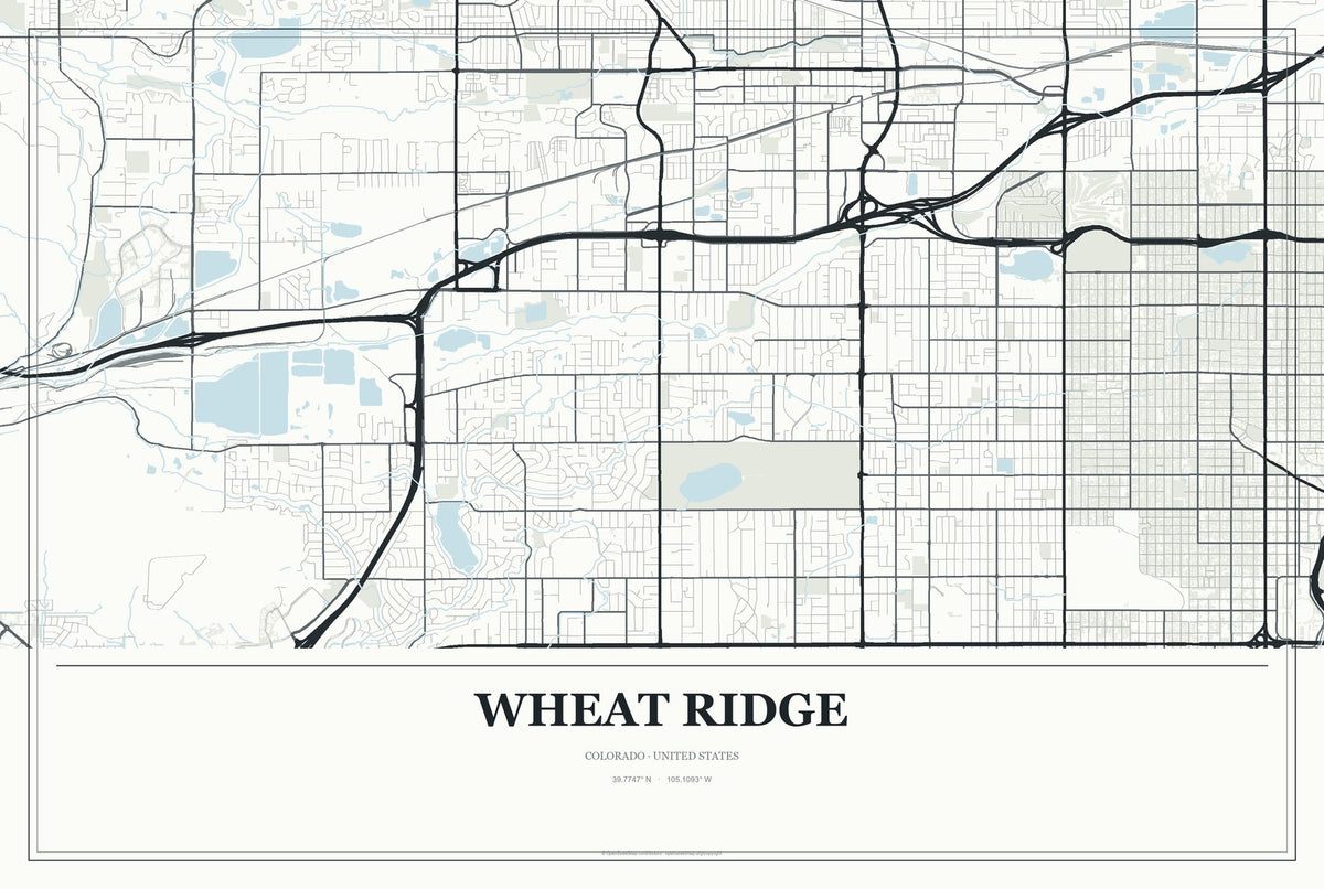 Wheat Ridge, Colorado City Map Aluminum Sign in Gallery Air style