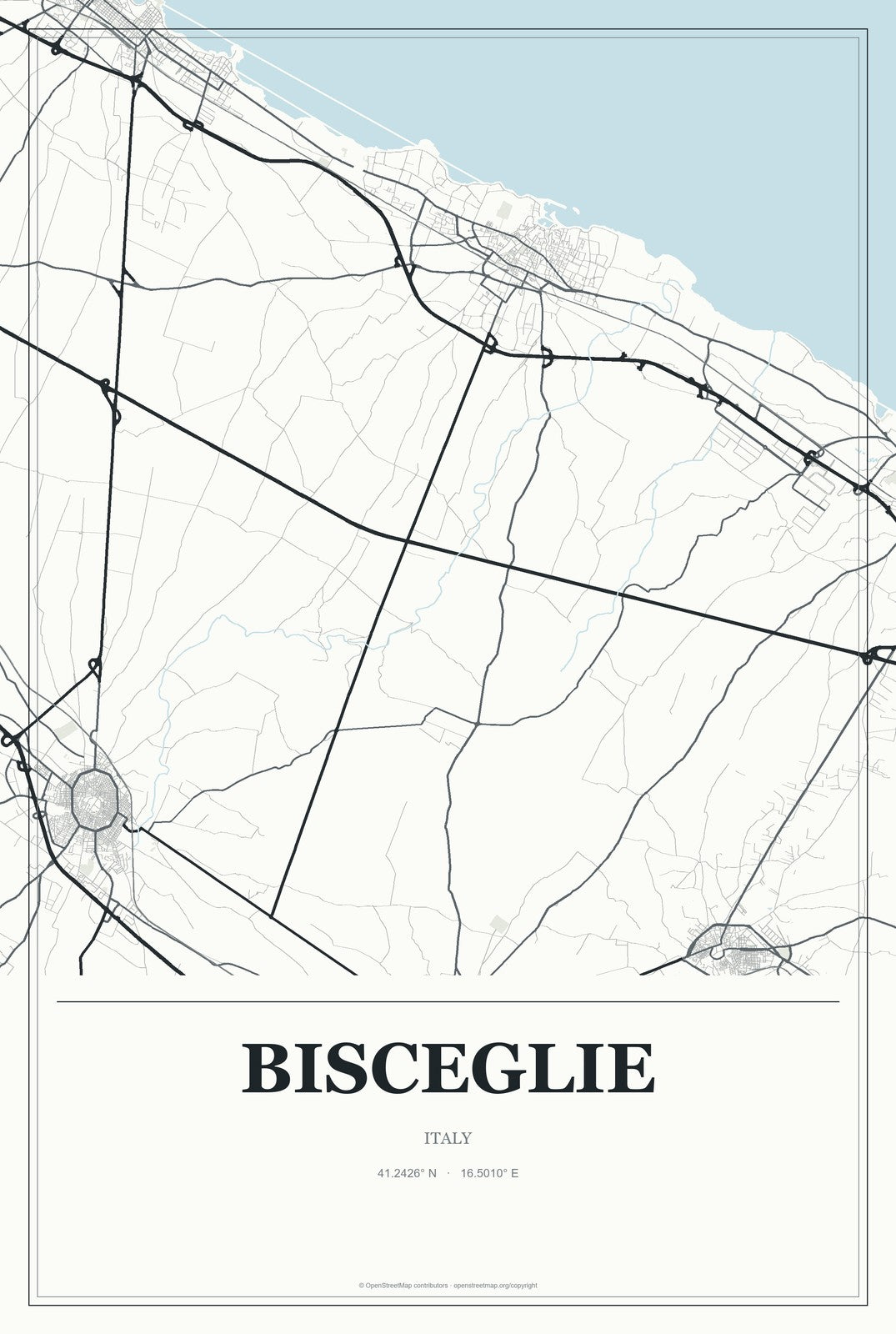 Bisceglie, Italy City Map Aluminum Sign in Gallery Air style