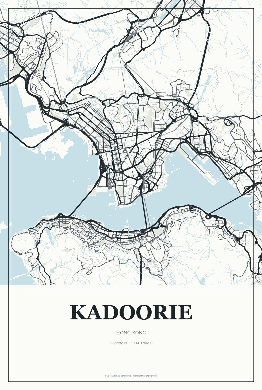 Kadoorie, Hong Kong City Map Aluminum Sign in Gallery Air style
