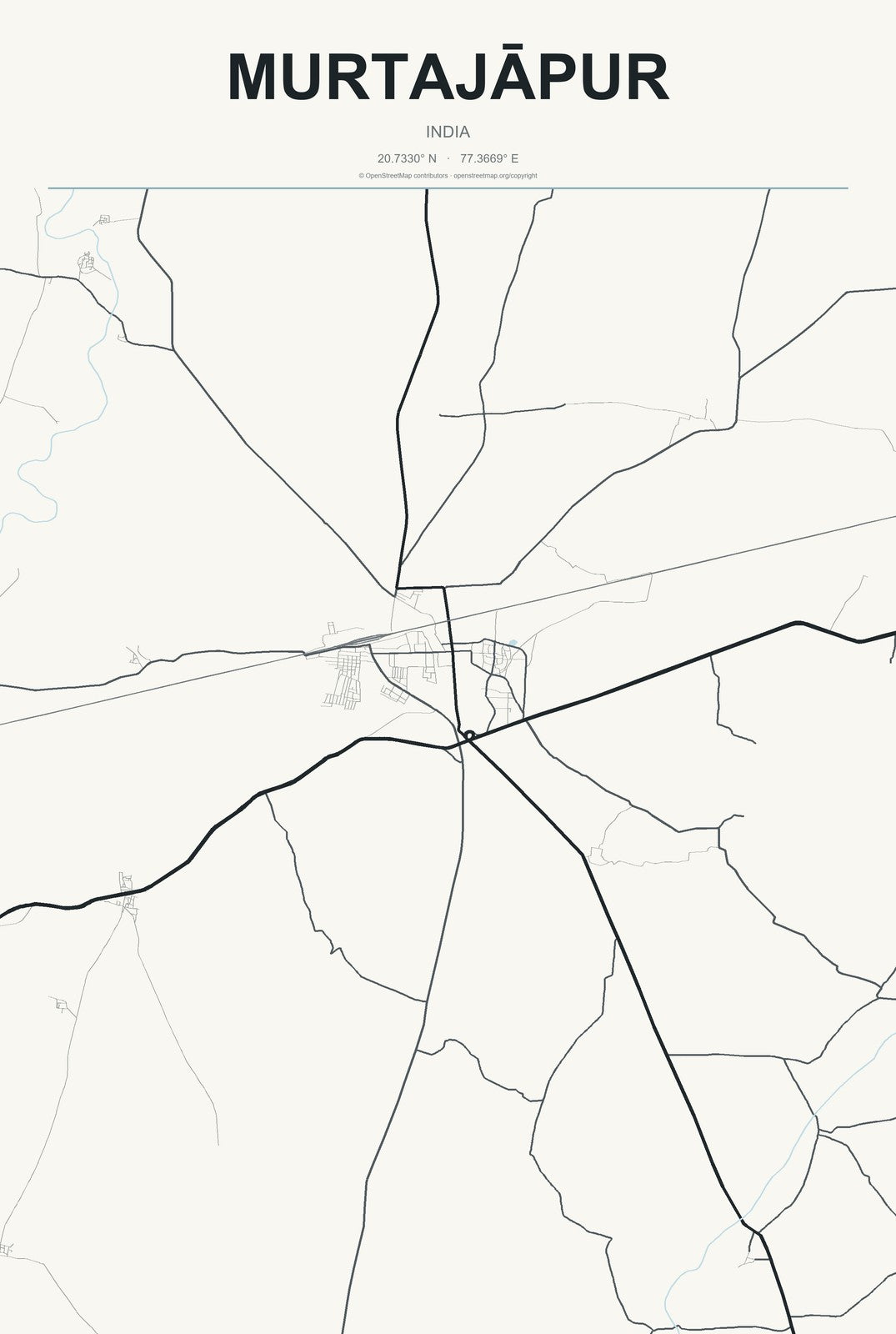 Murtajāpur, India City Map Aluminum Sign in Headline Atlas style