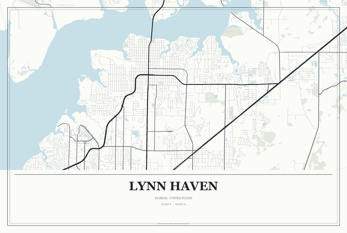 Lynn Haven, Florida City Map Aluminum Sign in Gallery Air style