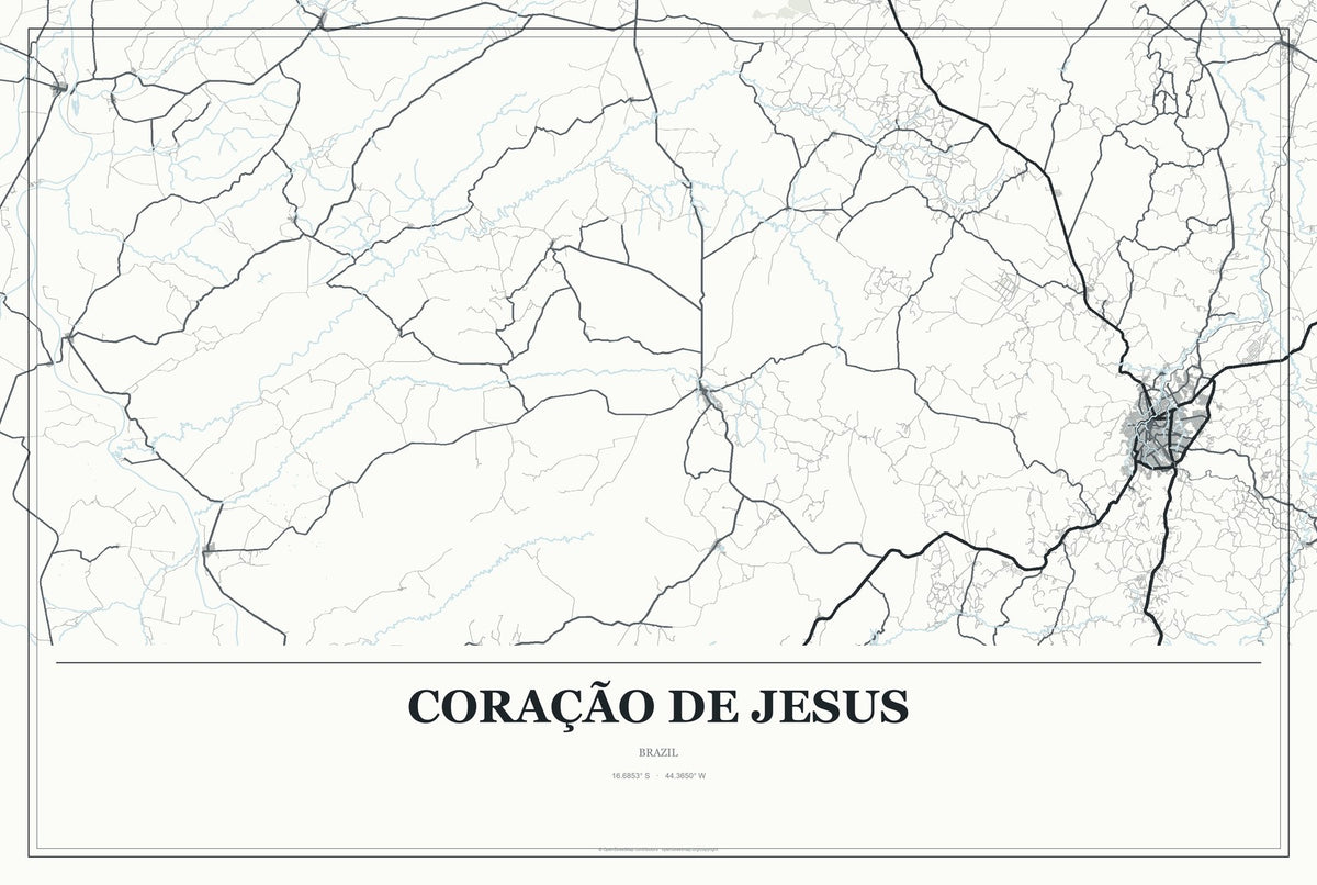 Coração de Jesus, Brazil City Map Aluminum Sign in Gallery Air style