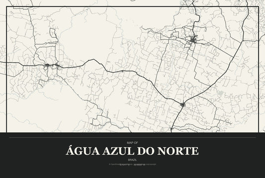 Água Azul do Norte, Brazil City Map Aluminum Sign in Museum Plaque style