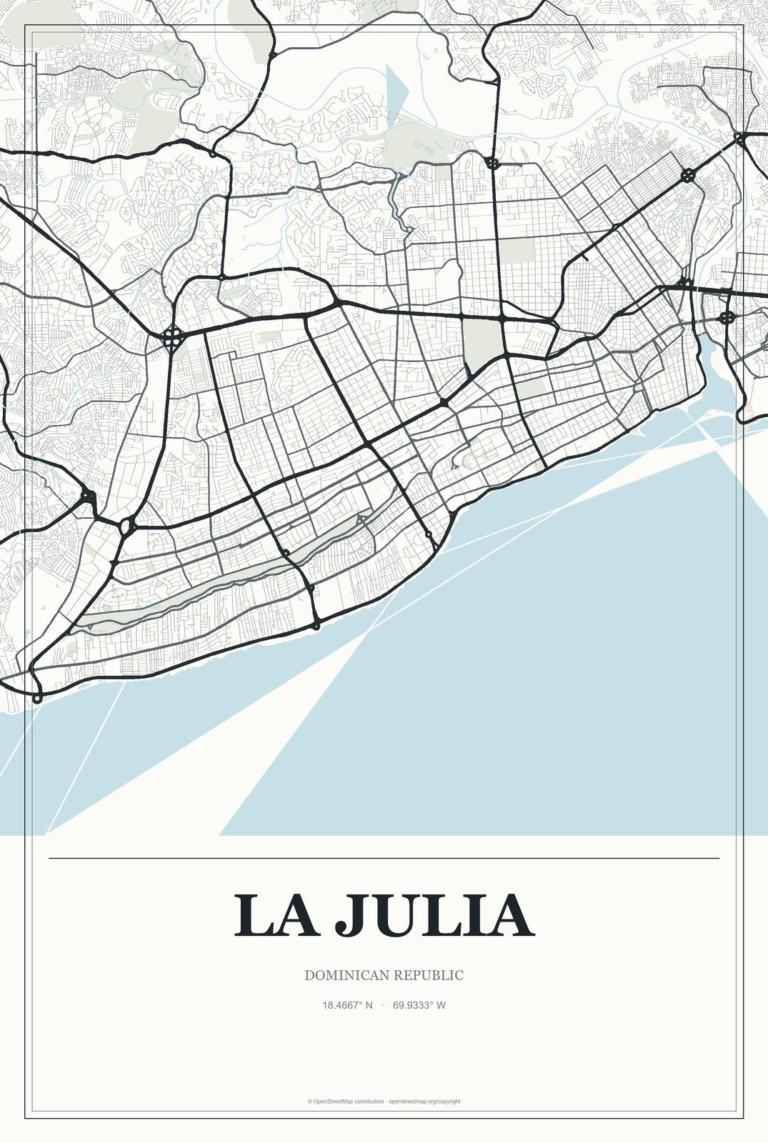 La Julia, Dominican Republic City Map Aluminum Sign in Gallery Air style