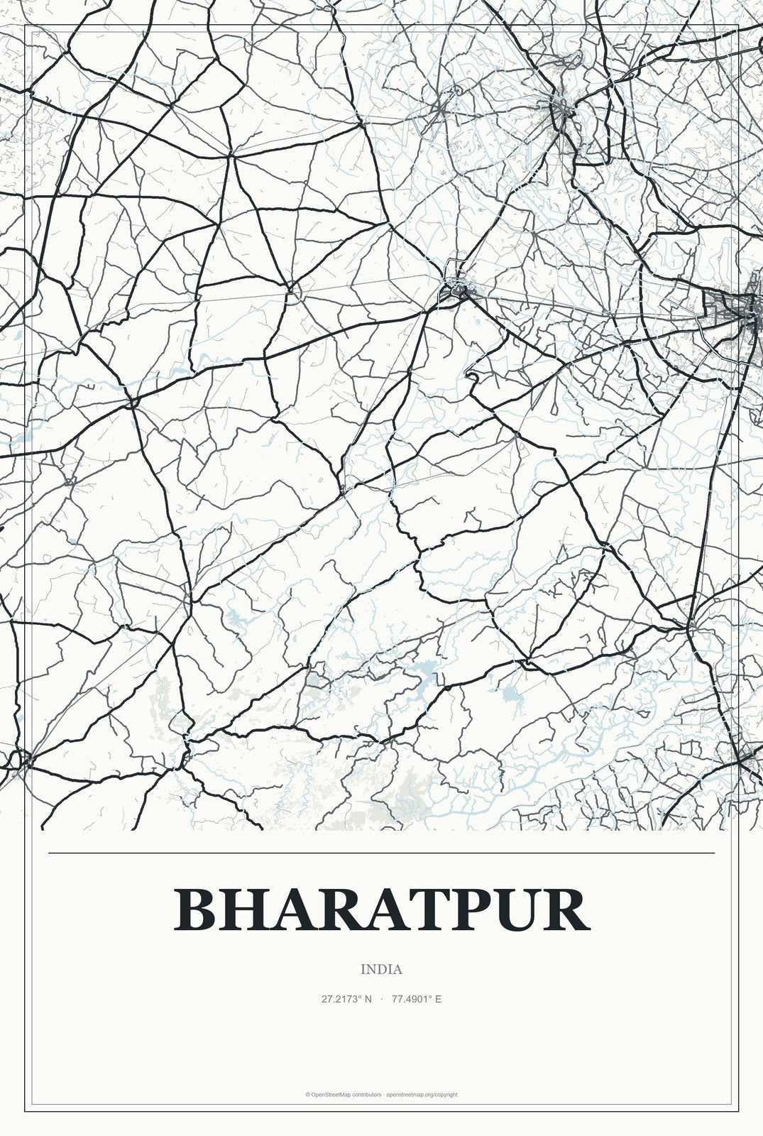 Bharatpur, India City Map Aluminum Sign in Gallery Air style