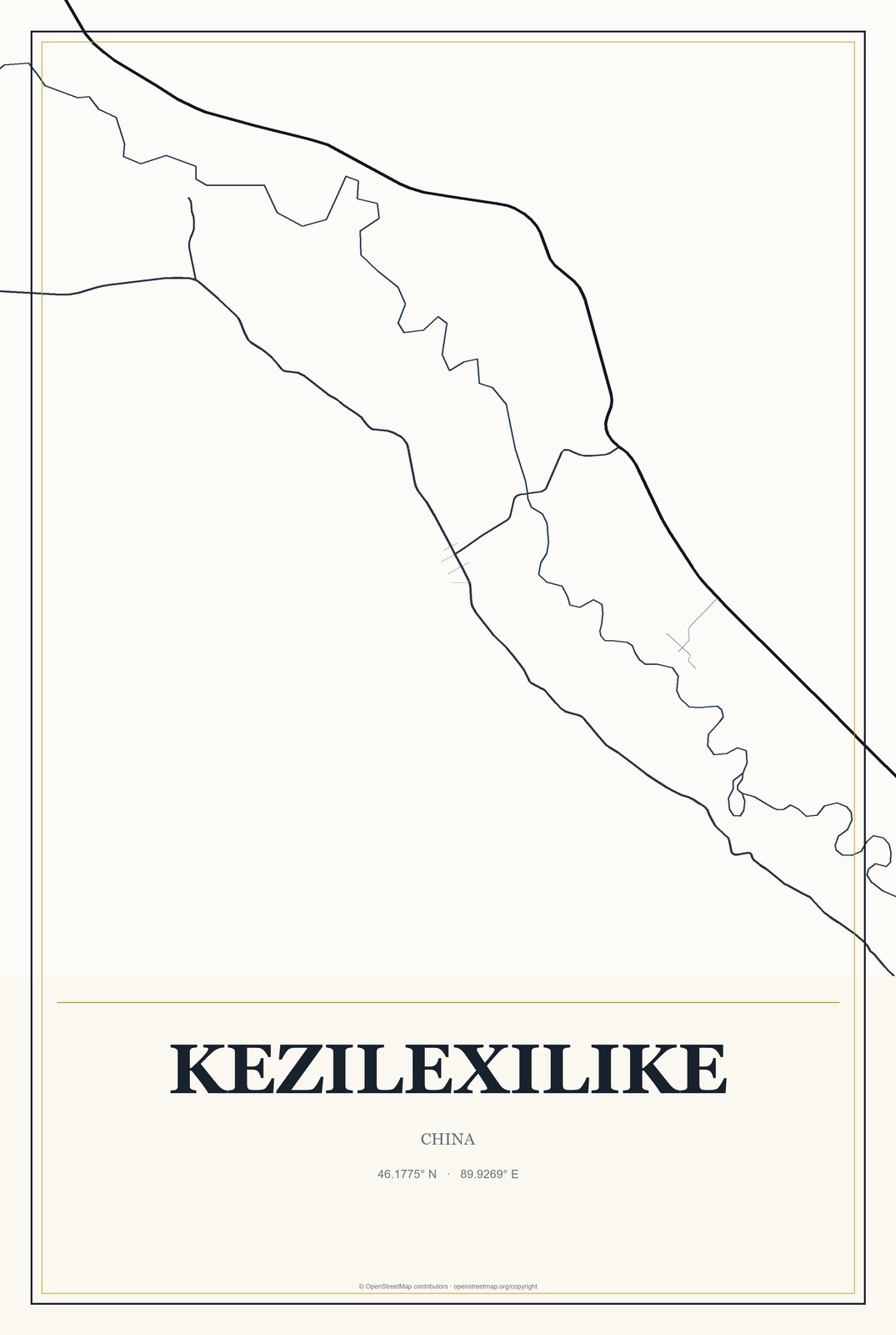 Kezilexilike, China City Map Aluminum Sign in Citrine Modern style