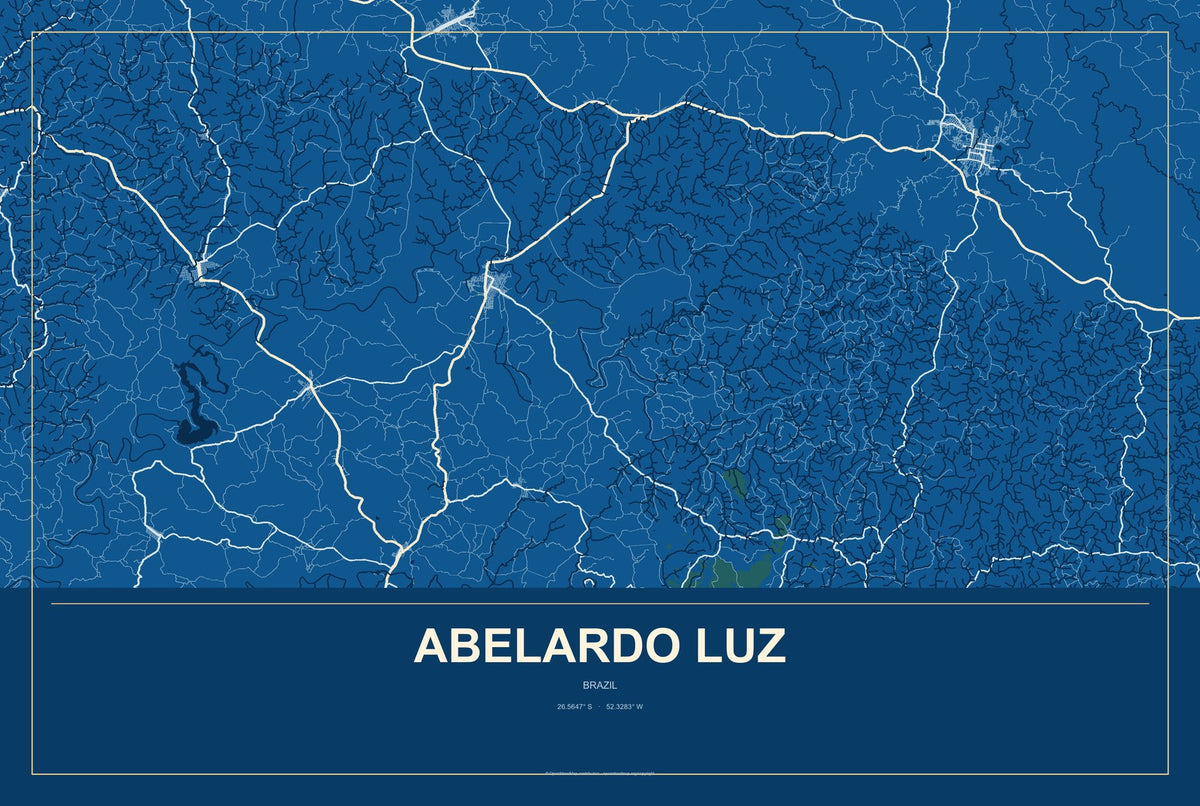 Abelardo Luz, Brazil City Map Aluminum Sign in Harbor Cobalt style
