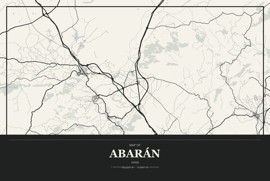 Abarán, Spain City Map Aluminum Sign in Museum Plaque style
