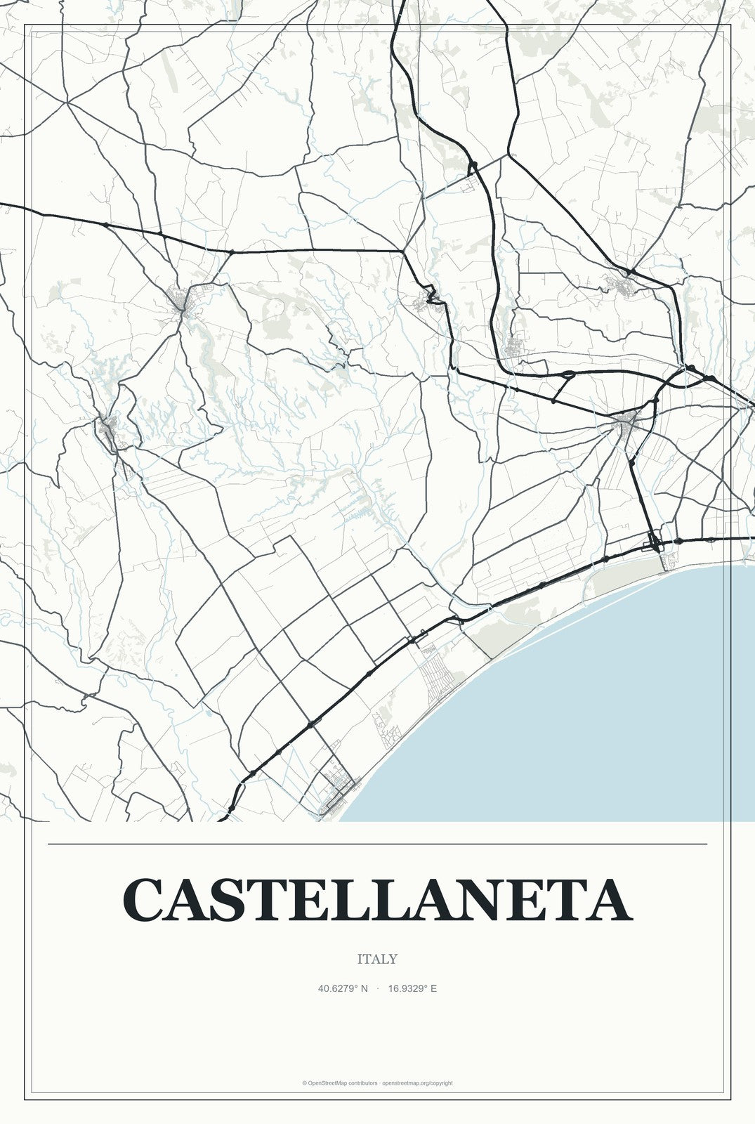 Castellaneta, Italy City Map Aluminum Sign in Gallery Air style