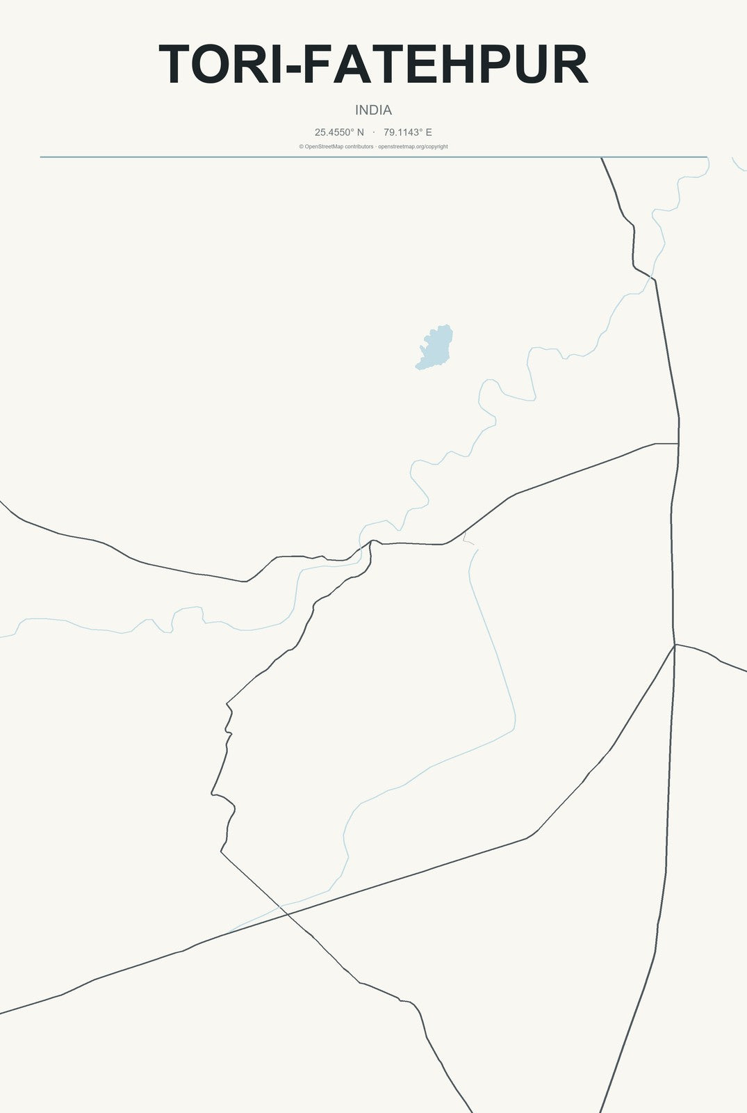 Tori-Fatehpur, India City Map Aluminum Sign in Headline Atlas style