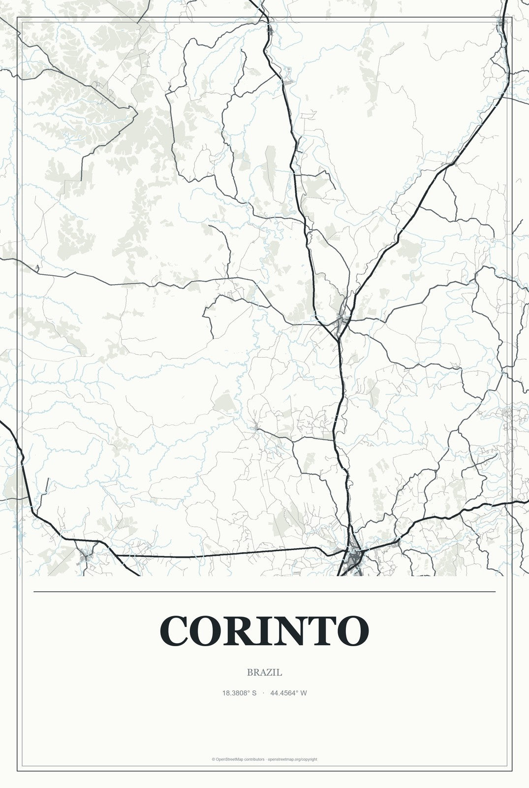 Corinto, Brazil City Map Aluminum Sign in Gallery Air style