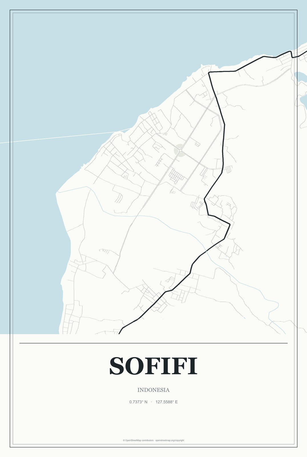 Sofifi, Indonesia City Map Aluminum Sign in Gallery Air style