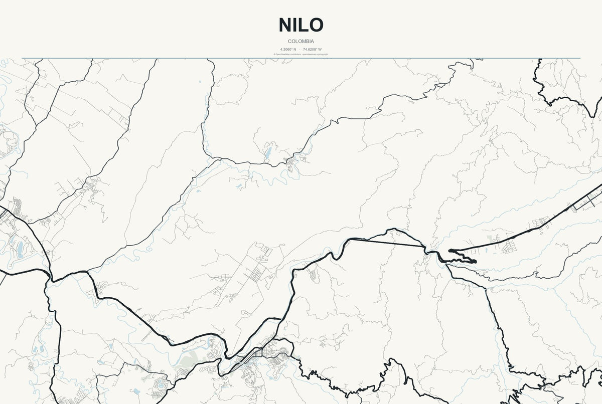 Nilo, Colombia City Map Aluminum Sign in Headline Atlas style