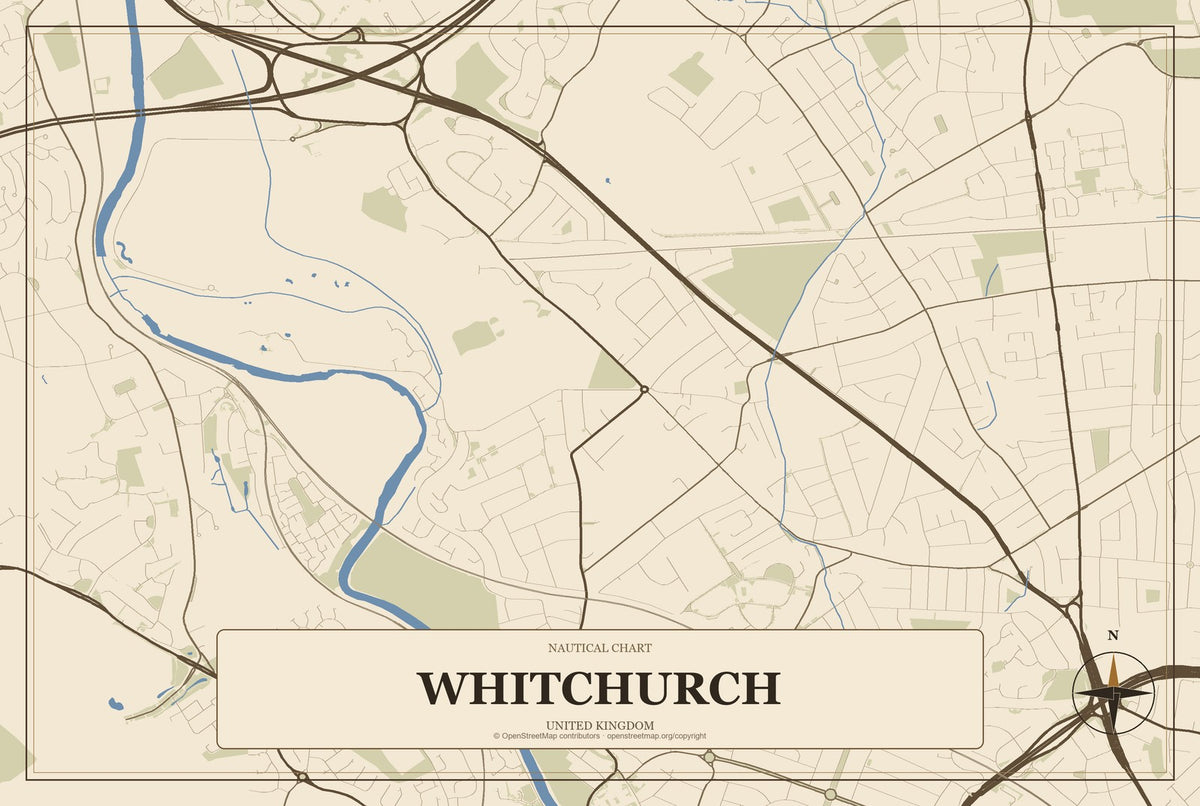 Whitchurch, Wales, United Kingdom City Map Aluminum Sign in Heritage Nautical style