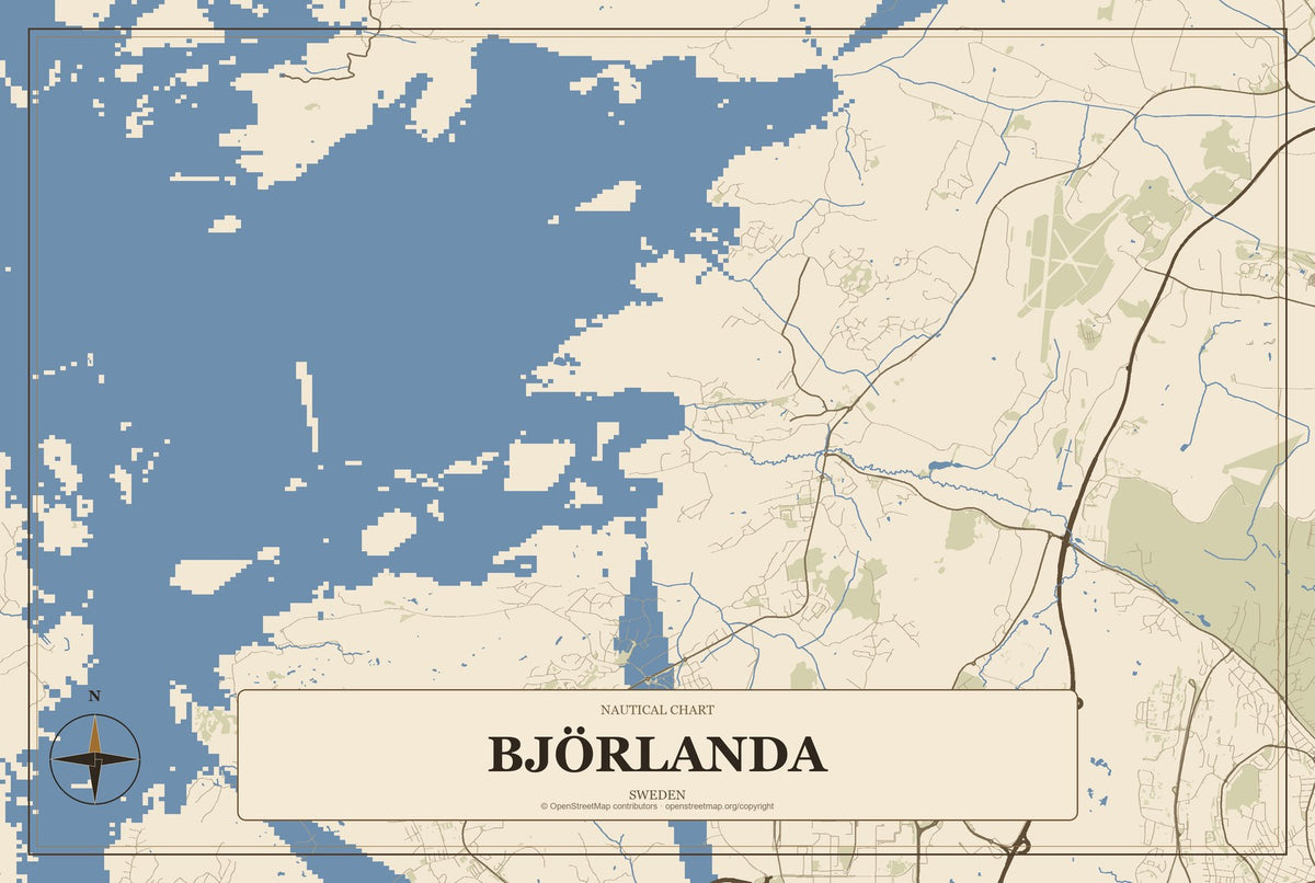 Björlanda, Sweden City Map Aluminum Sign in Heritage Nautical style