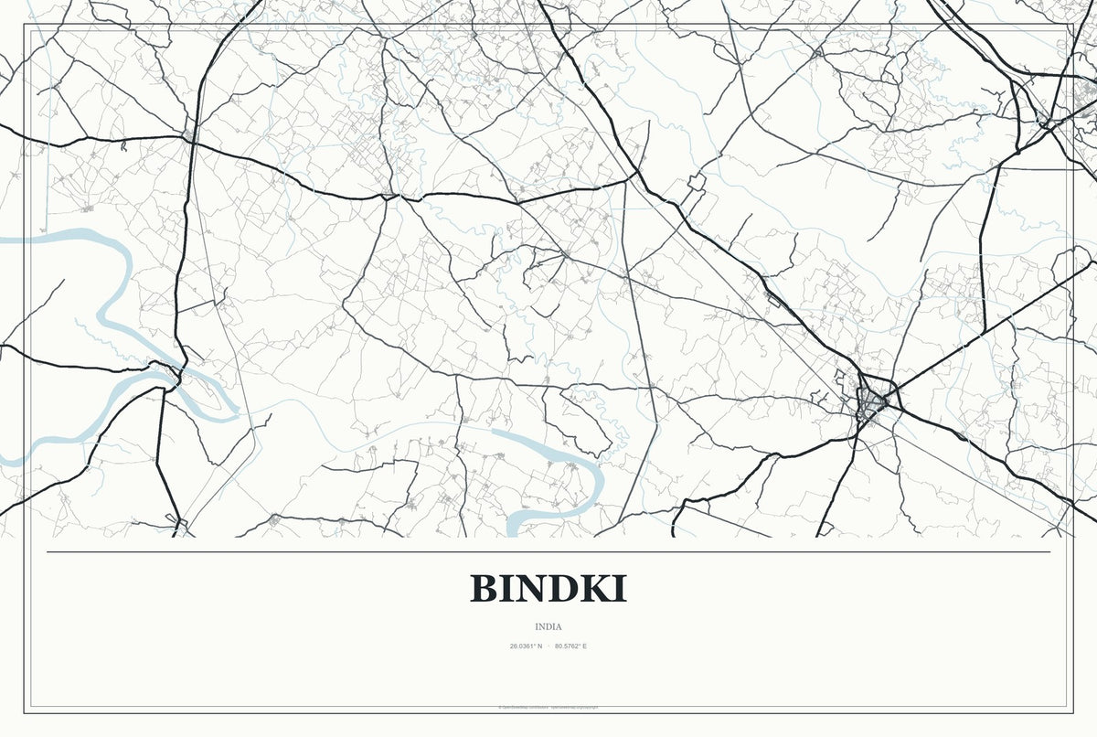 Bindki, India City Map Aluminum Sign in Gallery Air style