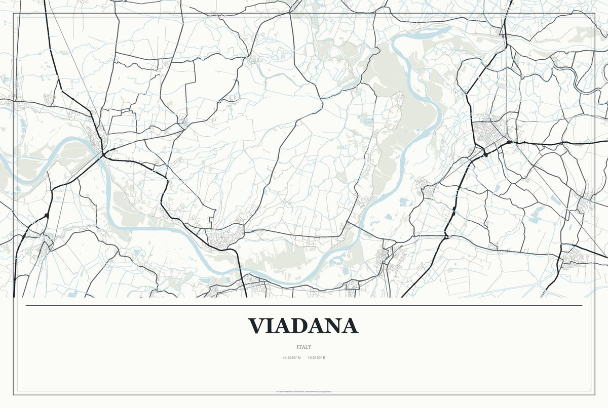 Viadana, Italy City Map Aluminum Sign in Gallery Air style