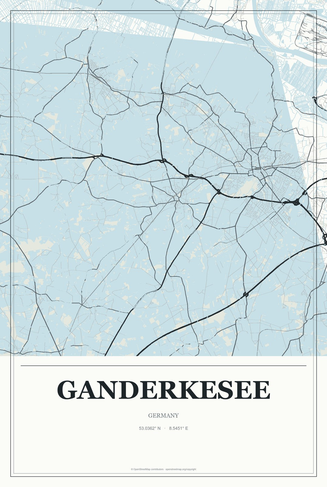 Ganderkesee, Germany City Map Aluminum Sign in Gallery Air style
