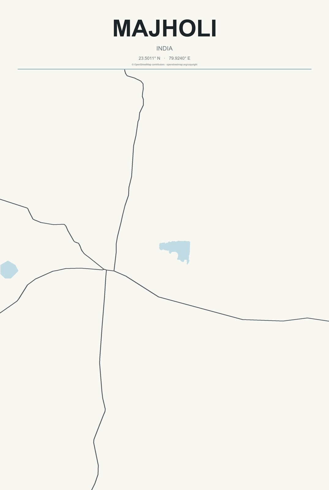 Majholi, India City Map Aluminum Sign in Headline Atlas style