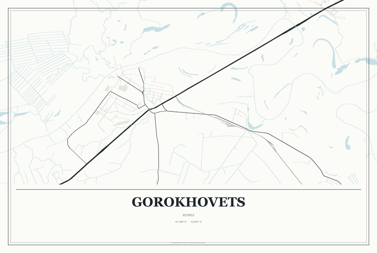 Gorokhovets, Russia City Map Aluminum Sign in Gallery Air style