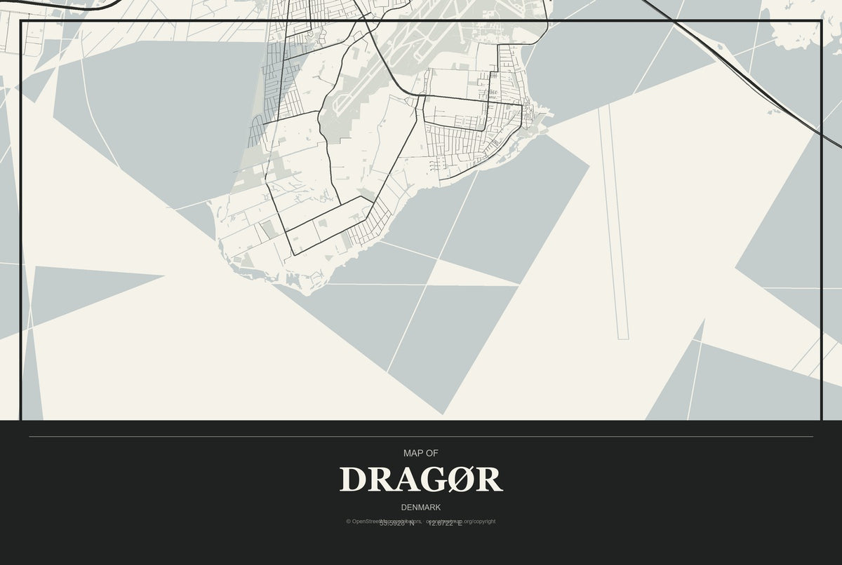 Dragør, Denmark City Map Aluminum Sign in Museum Plaque style