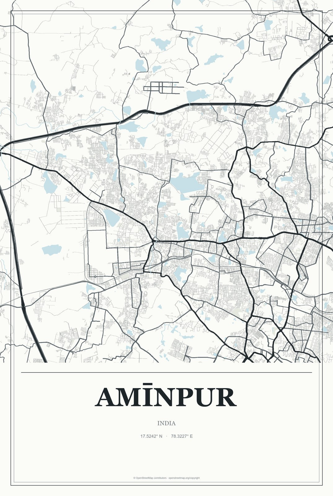 Amīnpur, India City Map Aluminum Sign in Gallery Air style