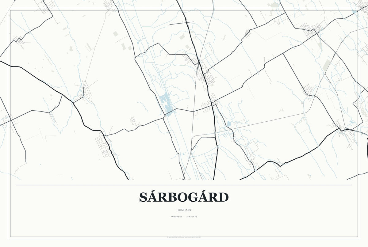 Sárbogárd, Hungary City Map Aluminum Sign in Gallery Air style