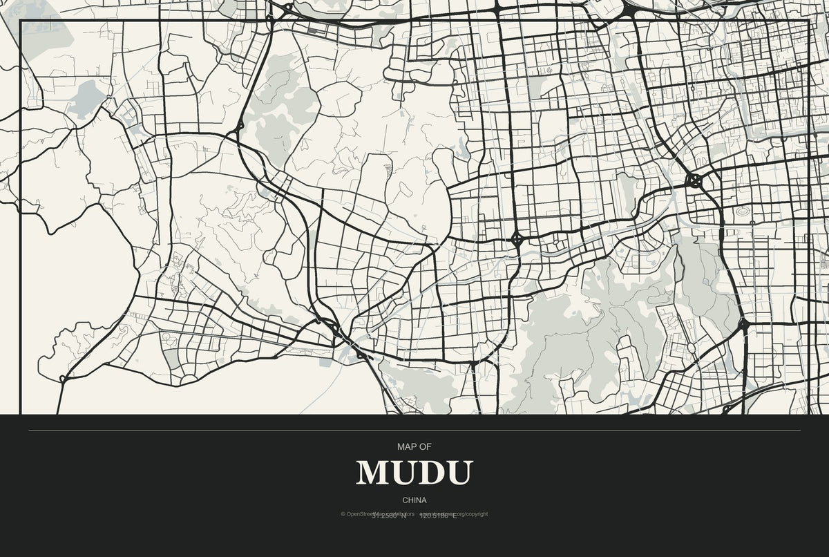 Mudu, China City Map Aluminum Sign in Museum Plaque style