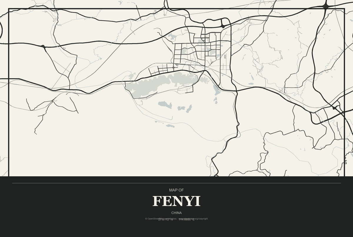 Fenyi, China City Map Aluminum Sign in Museum Plaque style