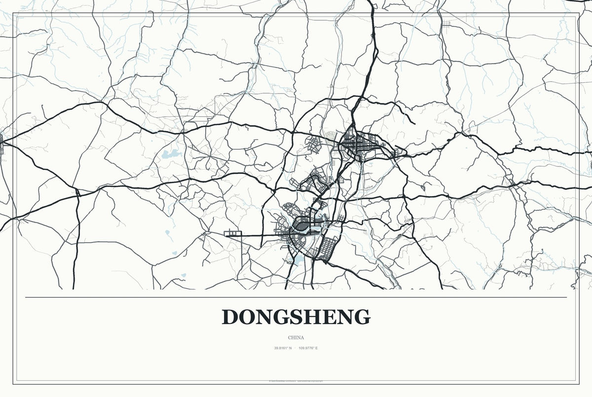 Dongsheng, China City Map Aluminum Sign in Gallery Air style