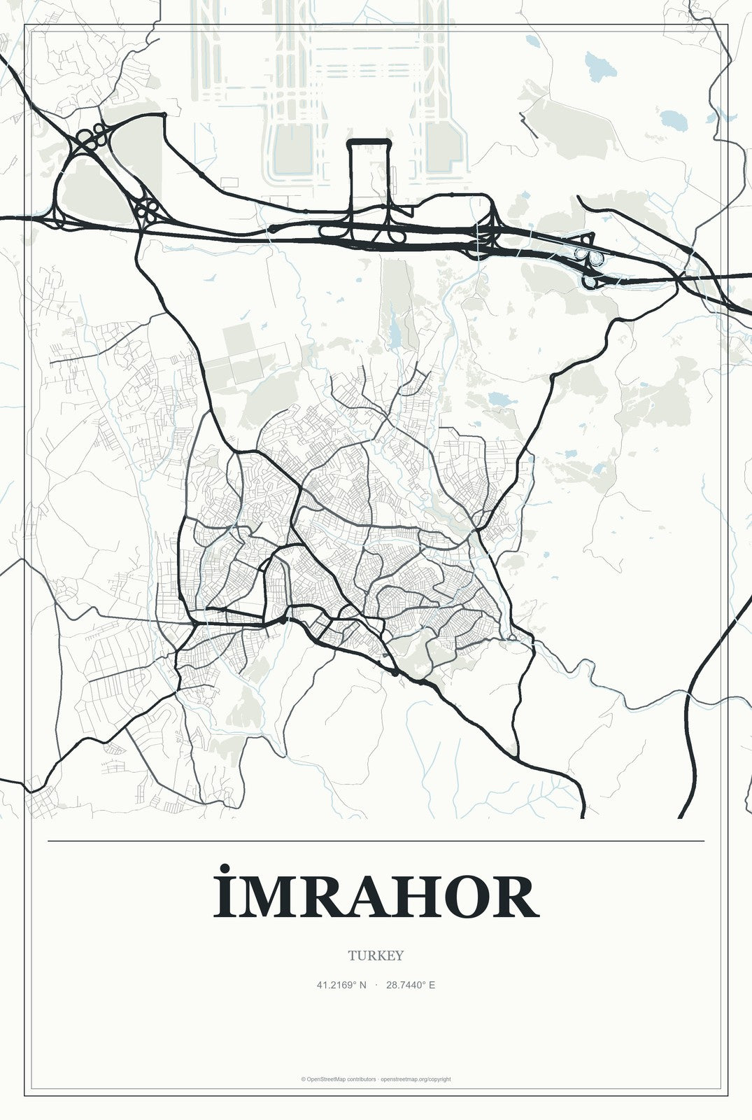 İmrahor, Turkey City Map Aluminum Sign in Gallery Air style