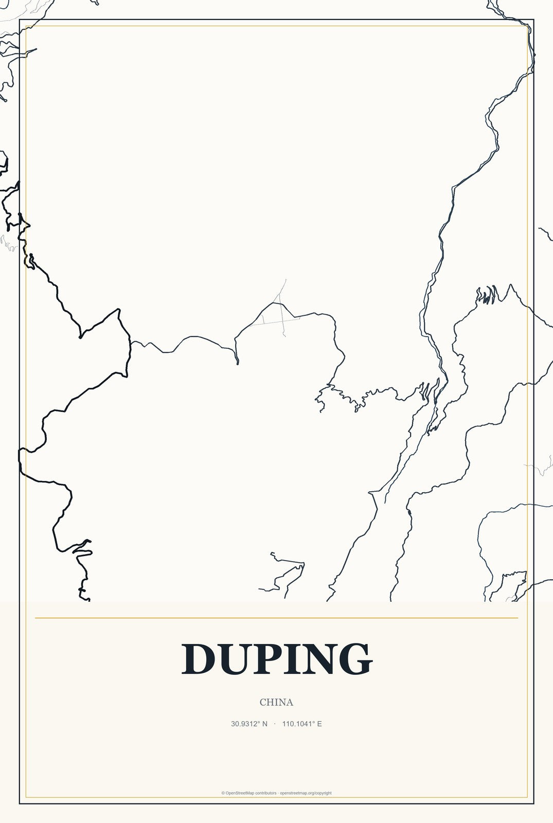 Duping, China City Map Aluminum Sign in Citrine Modern style