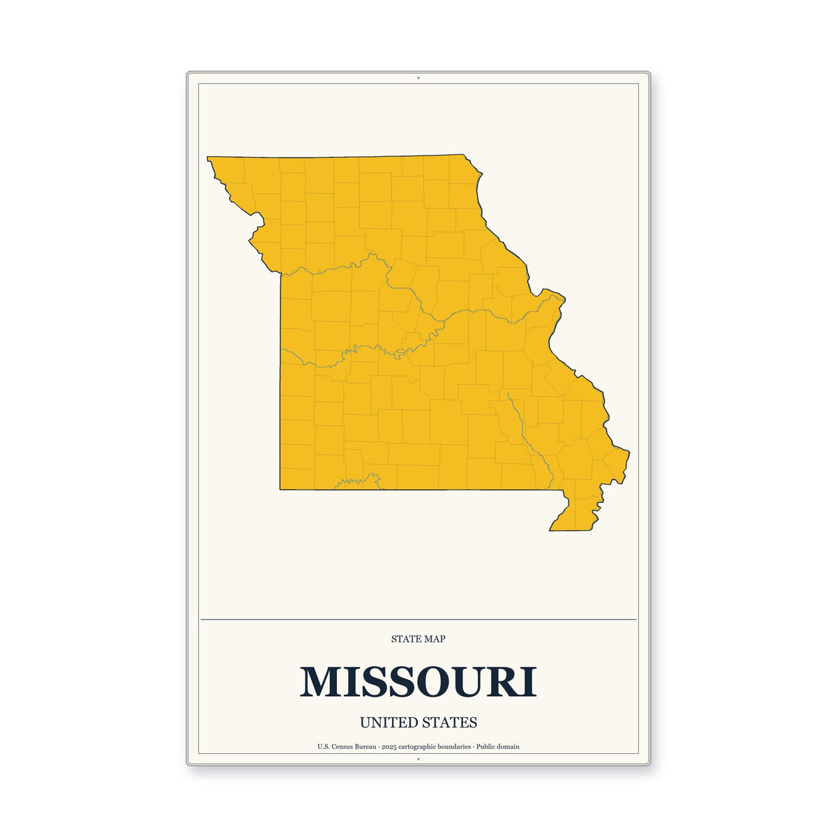 Missouri state map aluminum sign in Citrine Modern style