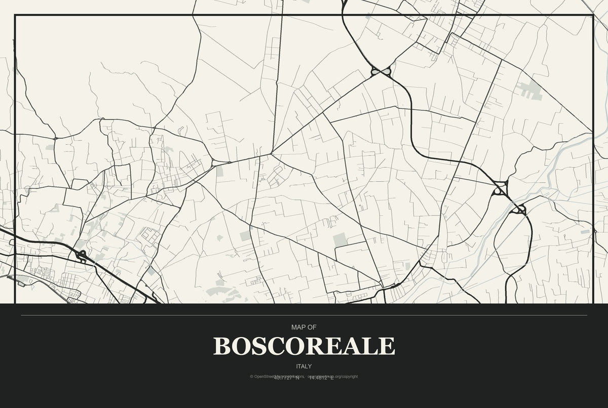 Boscoreale, Italy City Map Aluminum Sign in Museum Plaque style