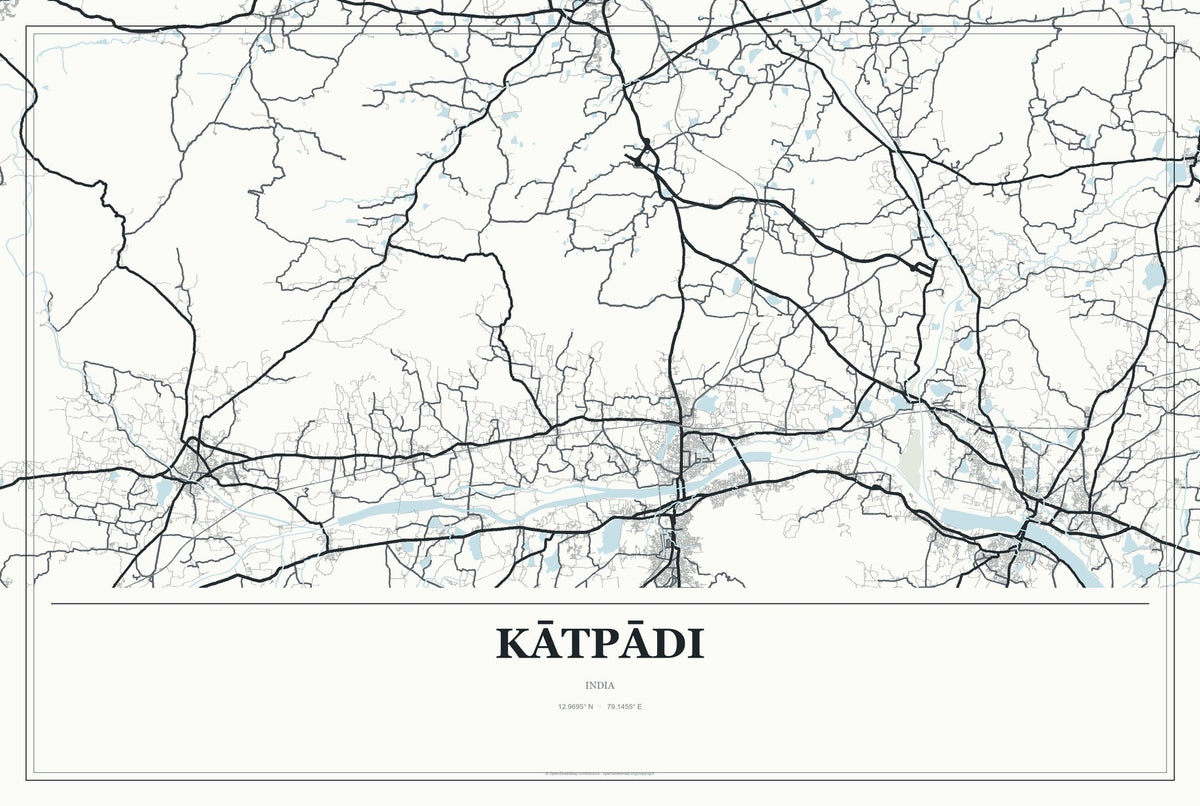 Kātpādi, India City Map Aluminum Sign in Gallery Air style