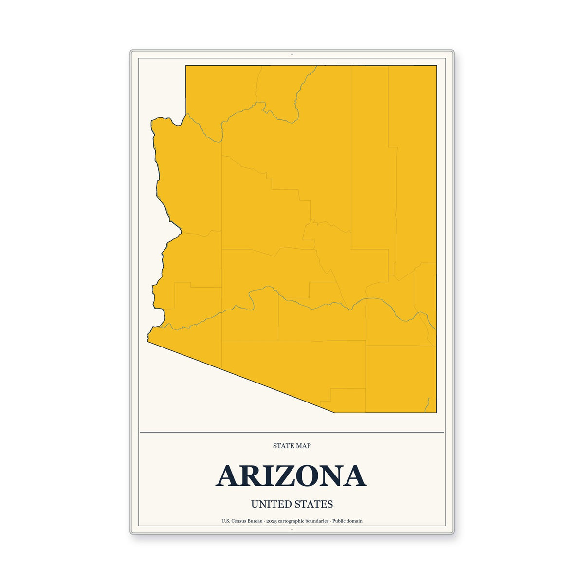 Arizona state map aluminum sign in Citrine Modern style
