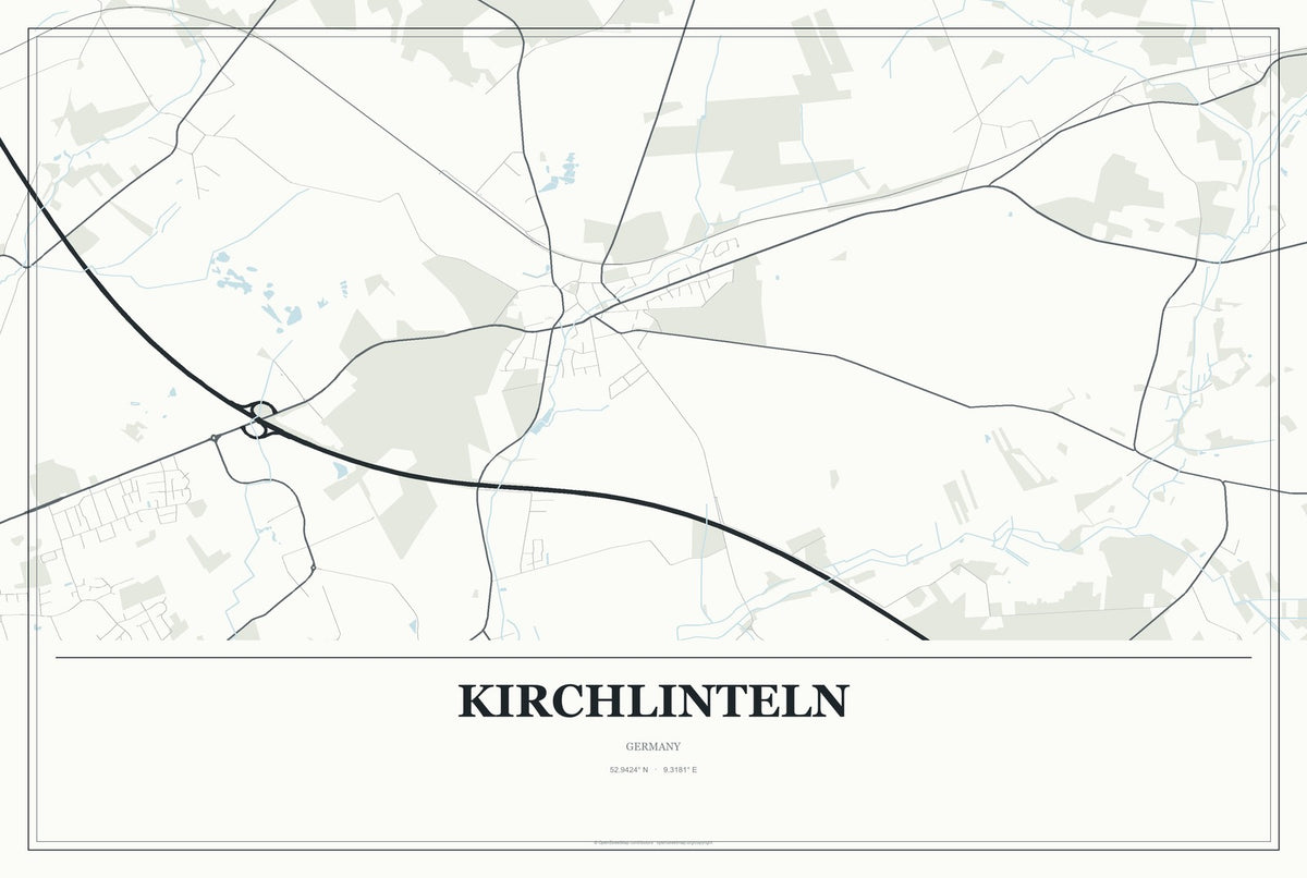 Kirchlinteln, Germany City Map Aluminum Sign in Gallery Air style