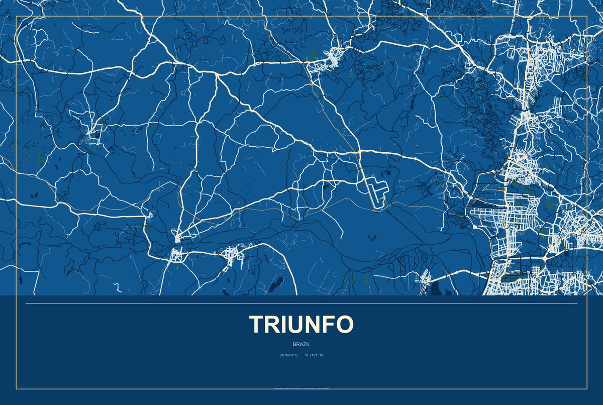 Triunfo, Pernambuco, Brazil City Map Aluminum Sign in Harbor Cobalt style