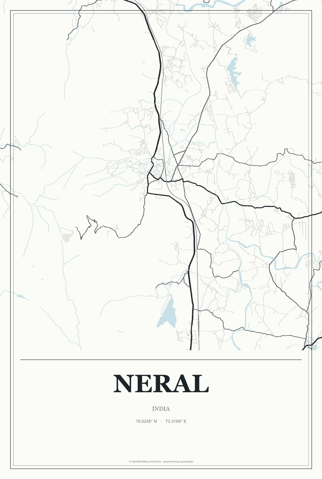 Neral, India City Map Aluminum Sign in Gallery Air style