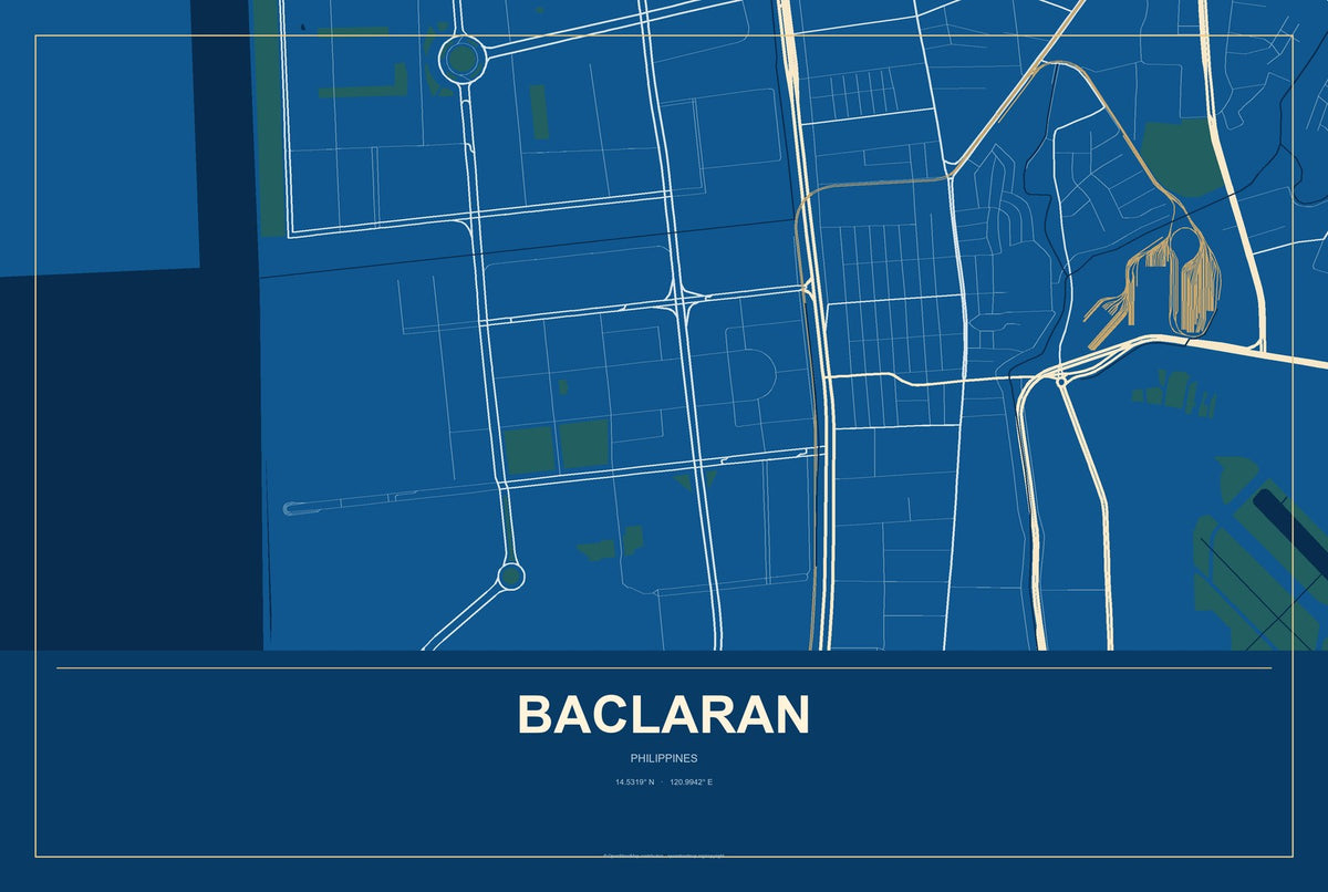 Baclaran, Philippines City Map Aluminum Sign in Harbor Cobalt style