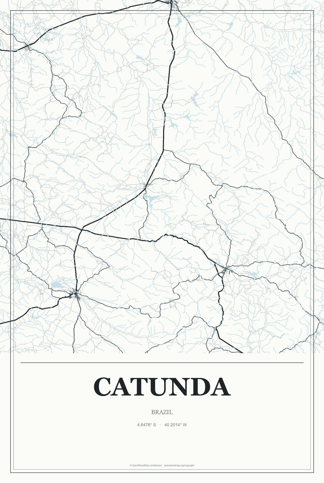 Catunda, Brazil City Map Aluminum Sign in Gallery Air style