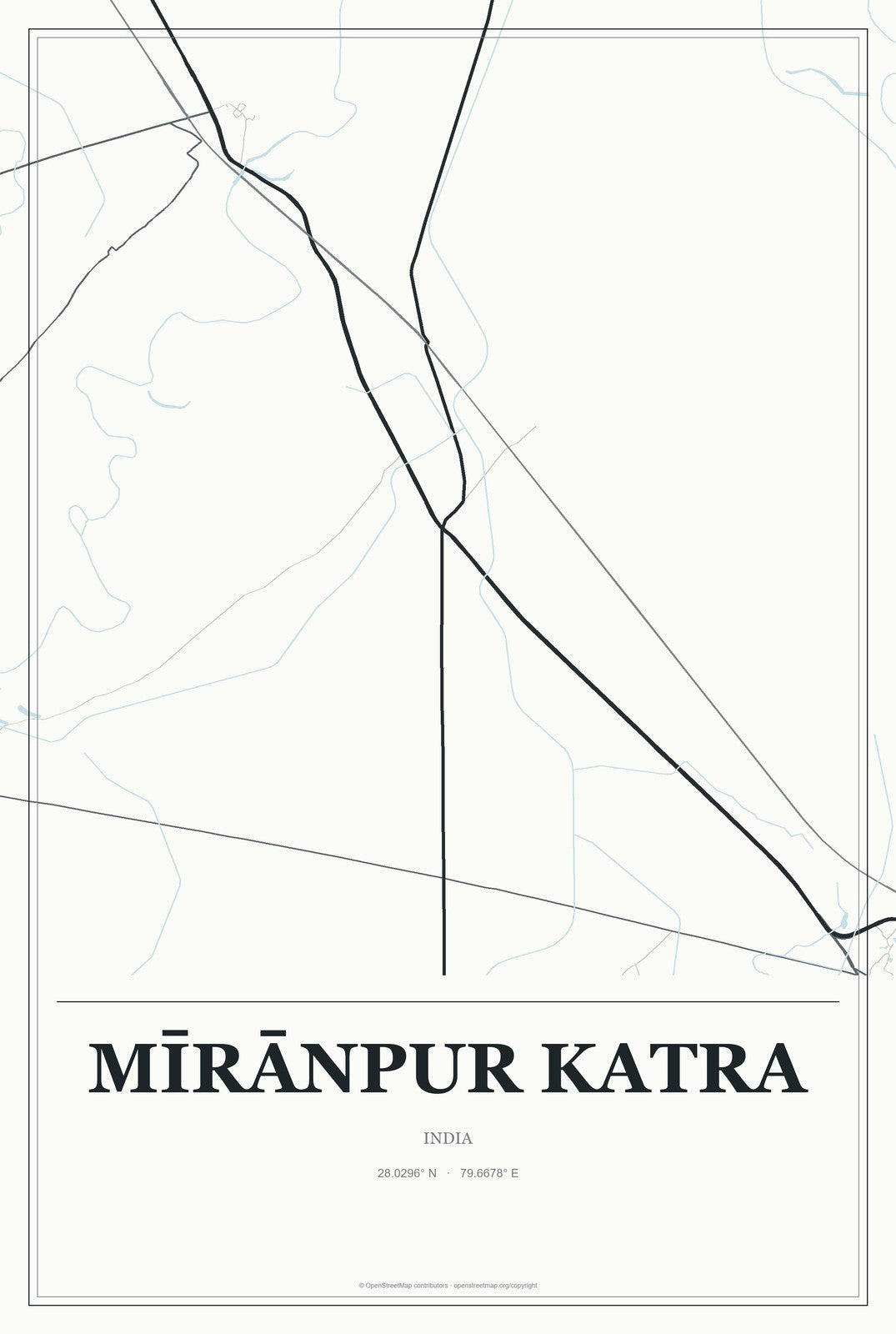 Mīrānpur Katra, India City Map Aluminum Sign in Gallery Air style