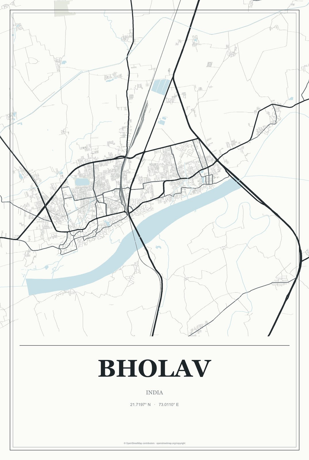 Bholav, India City Map Aluminum Sign in Gallery Air style